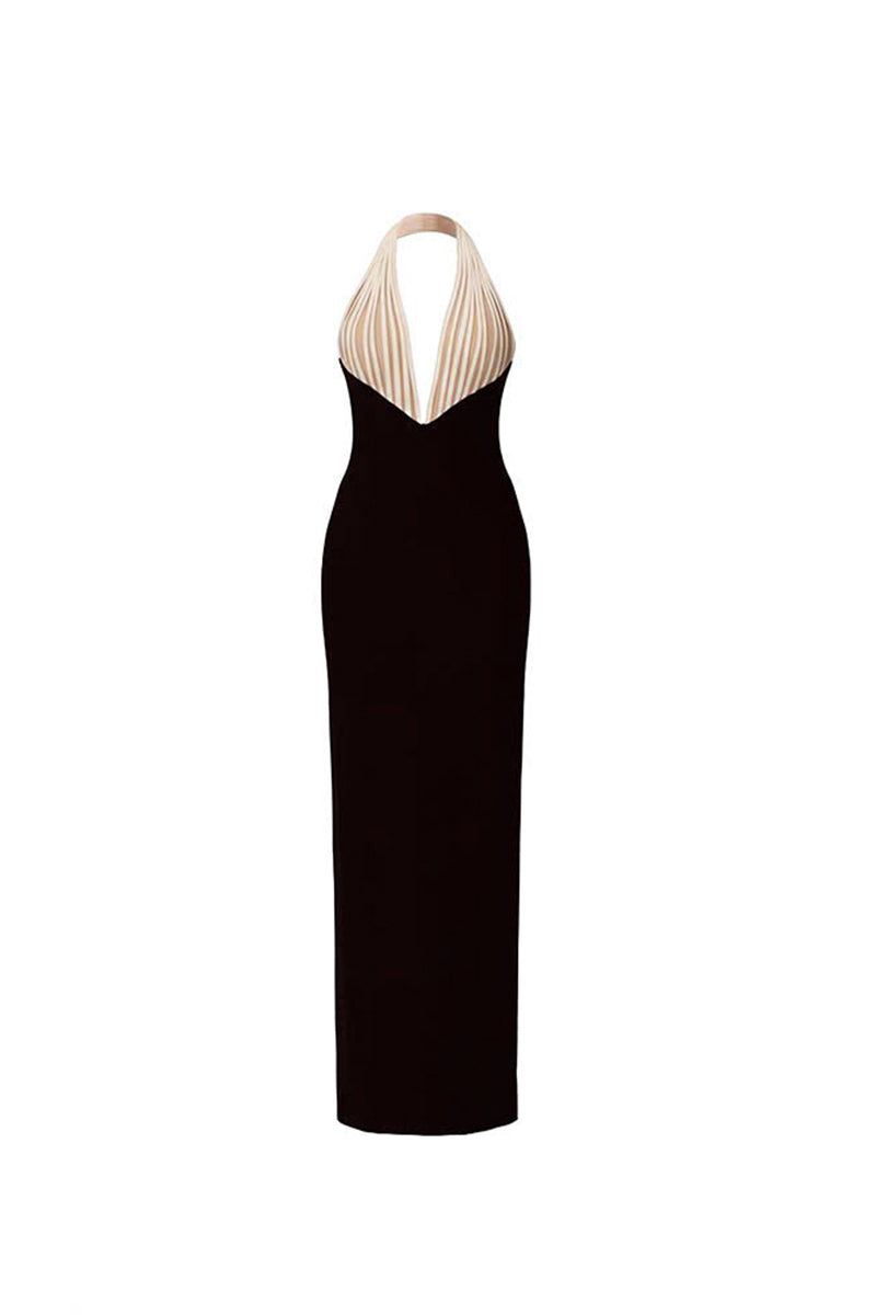 Poem AVELINE midi dress displayed on a hanger, showcasing its elegant fabric and stylish design suitable for casual or formal wear.