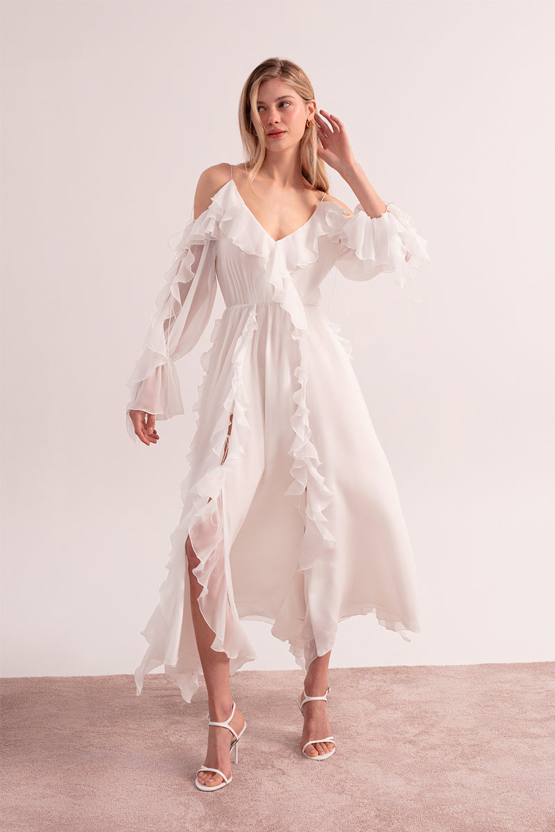 MORNING FOREST MAXI DRESS IN WHITE - CULT MIA