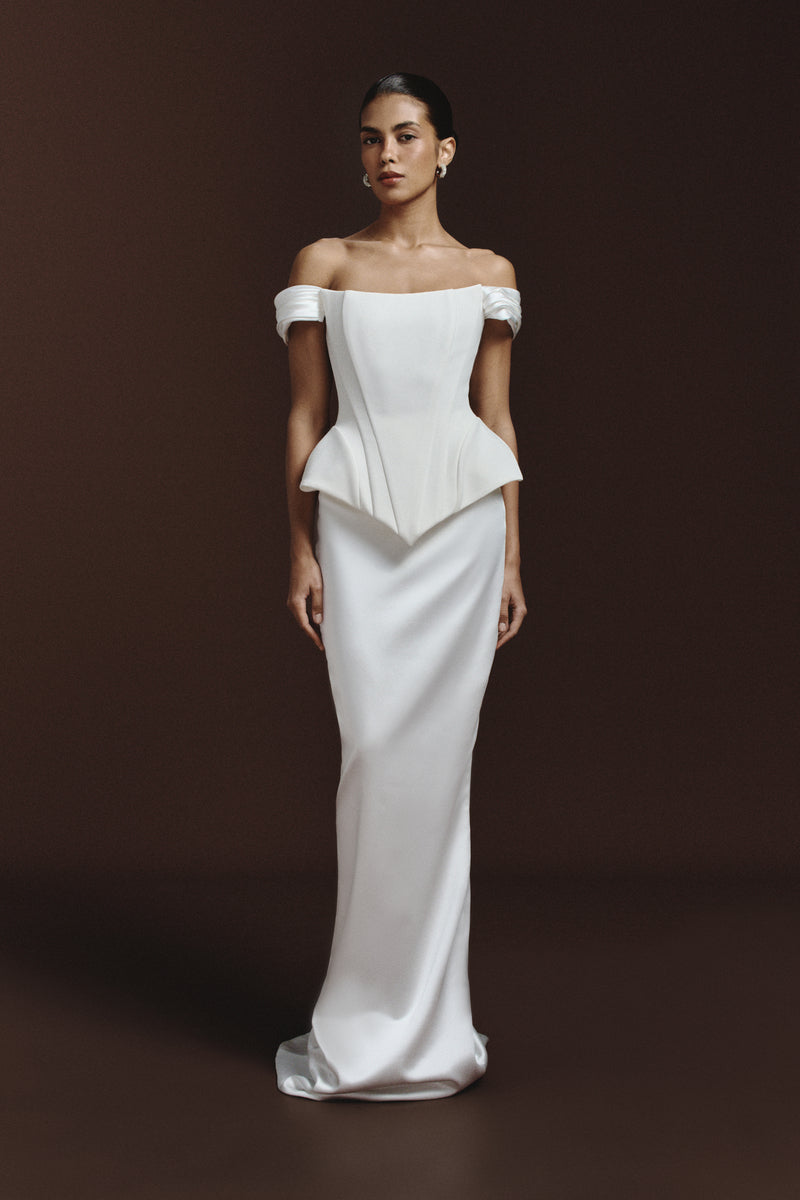 BalYKINA Laylah soft satin maxi skirt in elegant design, featuring a smooth satin fabric and flowing silhouette.