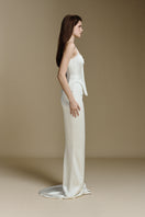 BALYKINA Laylah soft satin maxi skirt in elegant draped style, featuring smooth fabric and a flowing silhouette.