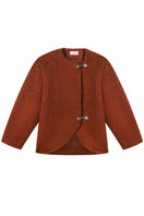 Brown Mohair jacket by Sayya, featuring a cozy, textured knit design perfect for stylish winter wear.
