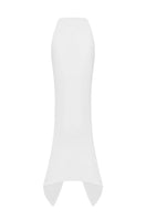 Soft satin maxi skirt by Balykina with a flowing design, shown in a neutral color, perfect for elegant, casual wear.