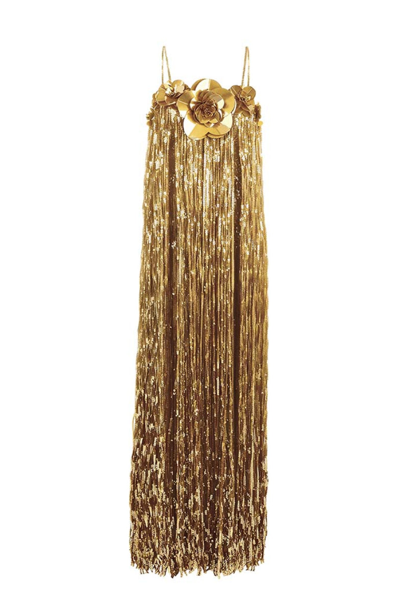 Alersundi Cult Mia X Melissa gold gown featuring elegant fabric and stylish design, perfect for formal occasions.