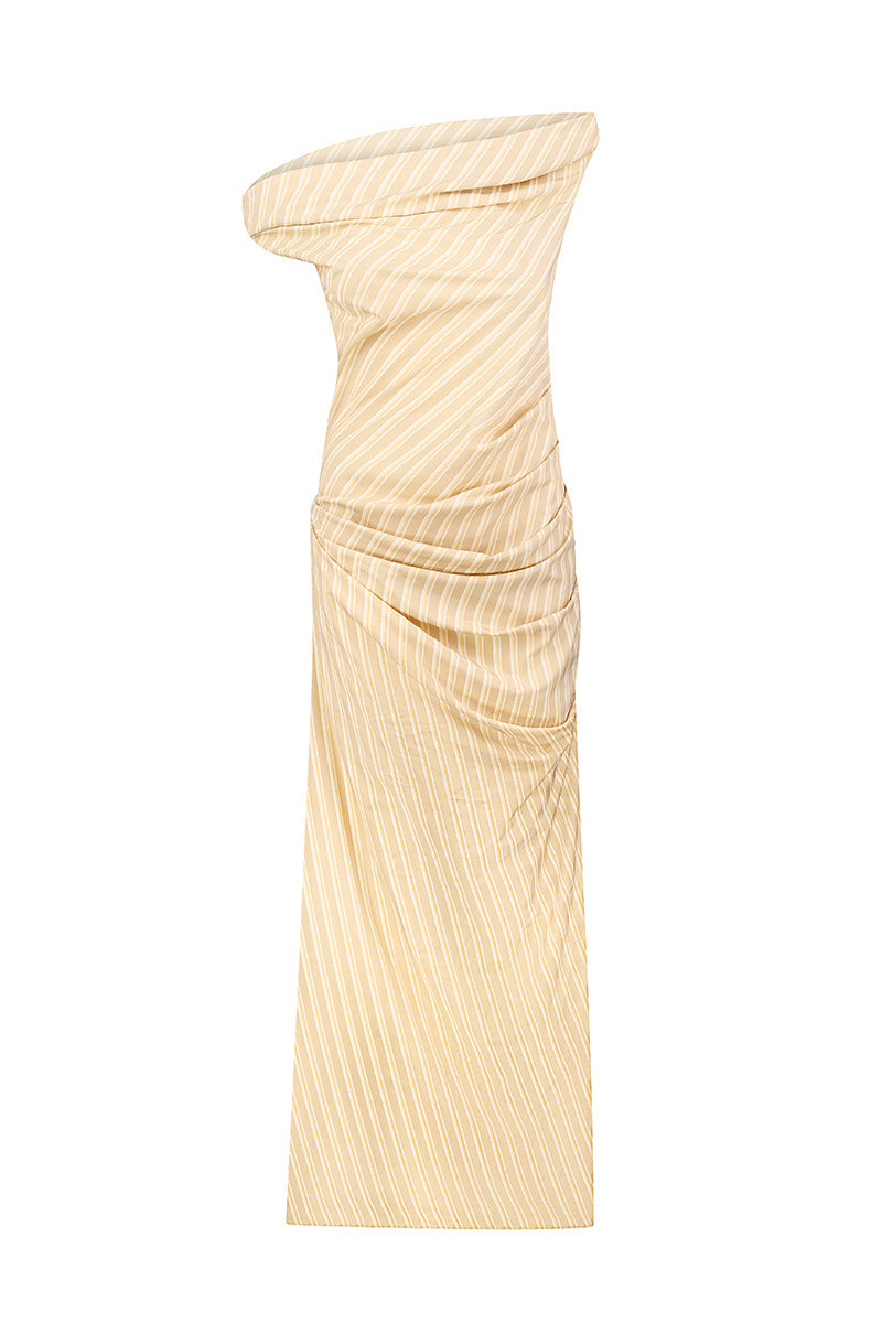 YELLOW DRAPING MAXI DRESS - CULT MIA