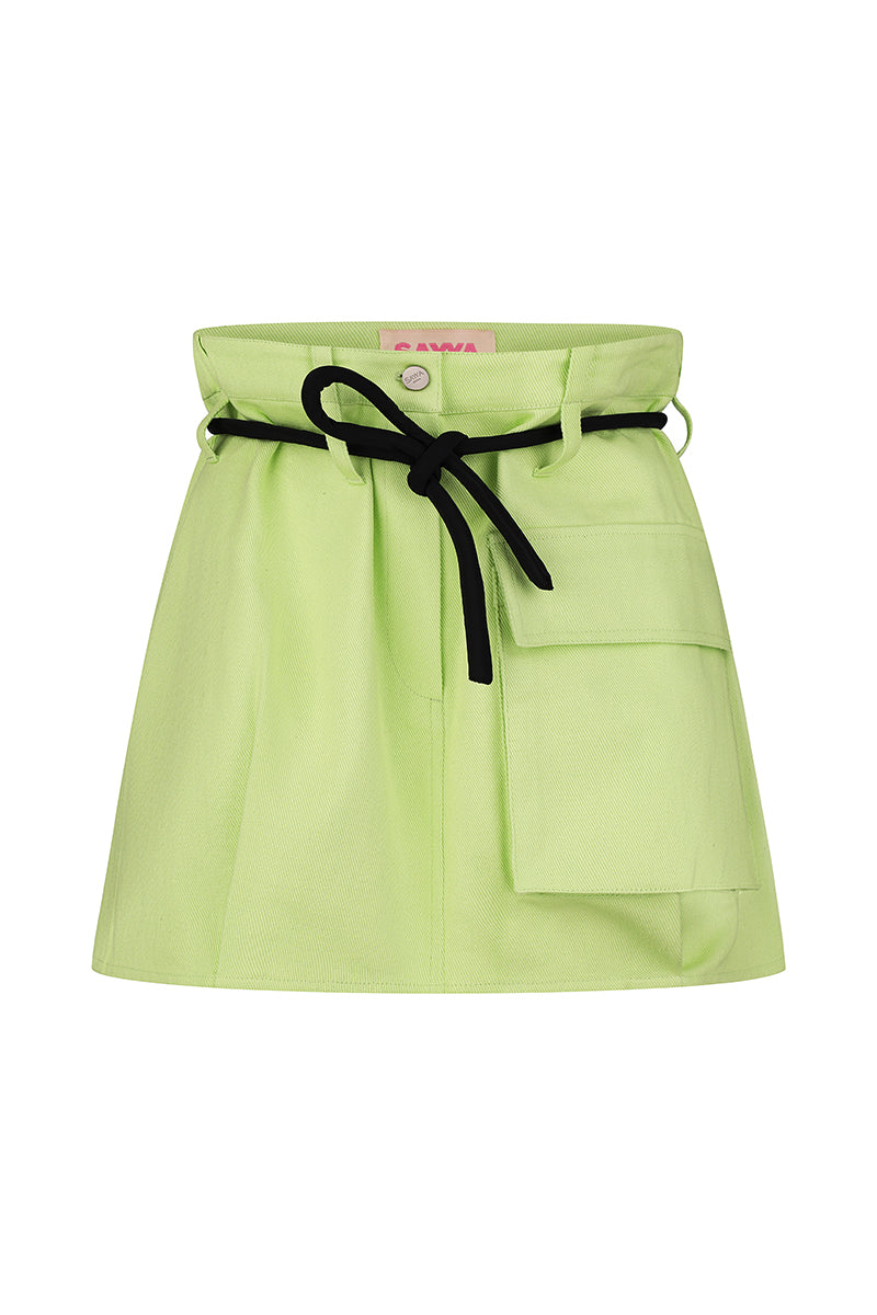 GREEN DENIM MINI SKIRT - CULT MIA