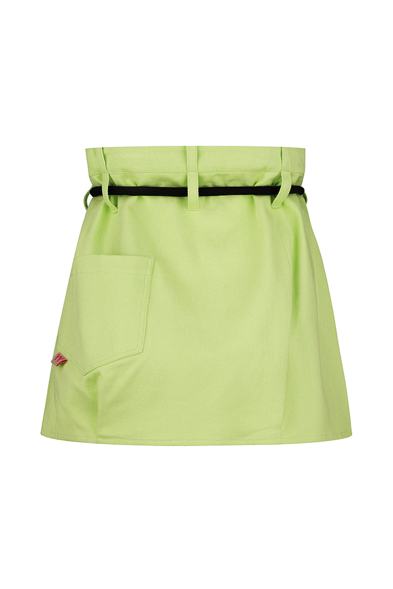 GREEN DENIM MINI SKIRT - CULT MIA