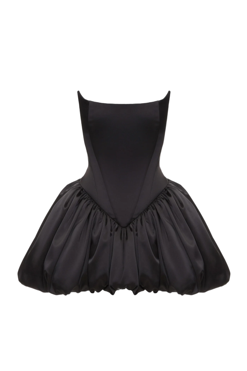 BALYKINA REBECCA TRANSFORMER SILK CORSET TOP-TO-DRESS IN Black