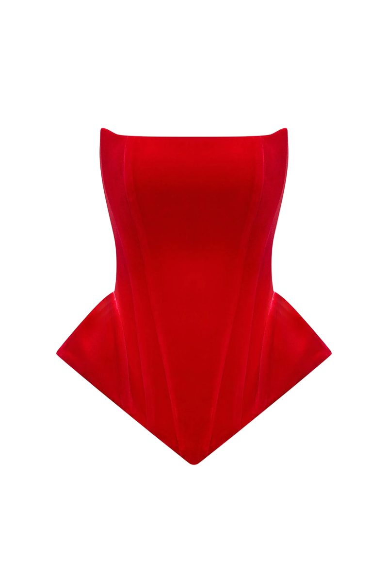 EVA VELVET CORSET IN RED