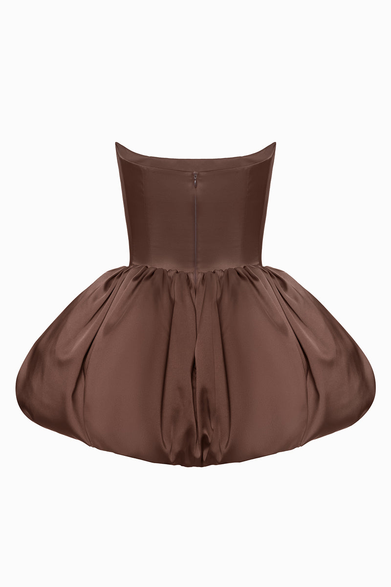 brown silk corset dress Satin Corset Gown with Sweetheart Neckline
