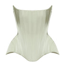 Light-green Irma corset top by Balykina, featuring fitted design and stylish detailing, showcased in front view.