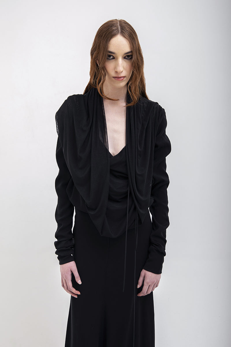 MULTIWAY NECKLINE LONG DRESS IN BLACK - CULT MIA