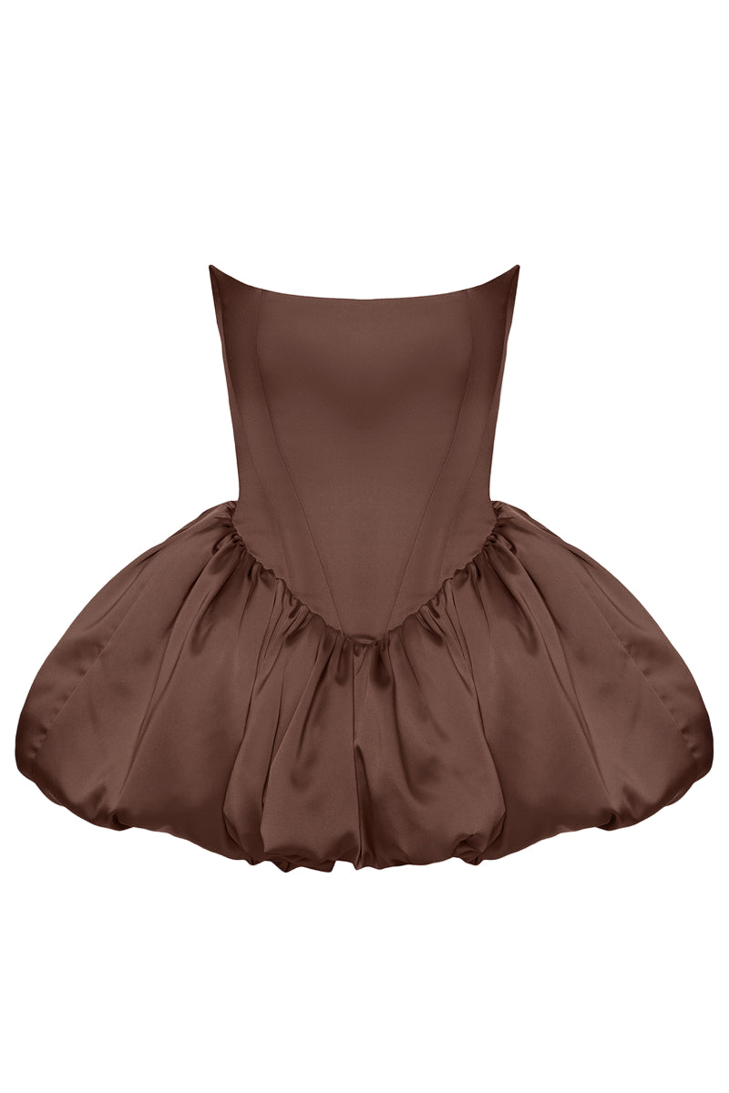 REBECCA TRANSFORMER CORSET TOP-TO-DRESS IN BROWN