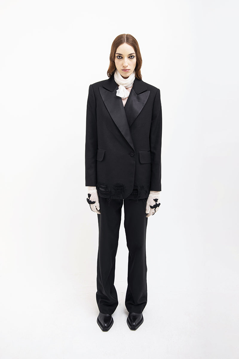 DISTRESSED PANTS IN BLACK - CULT MIA