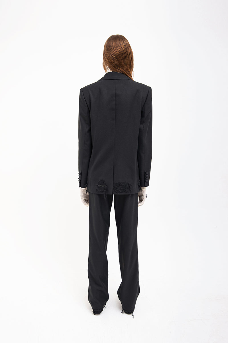 DISTRESSED PANTS IN BLACK - CULT MIA