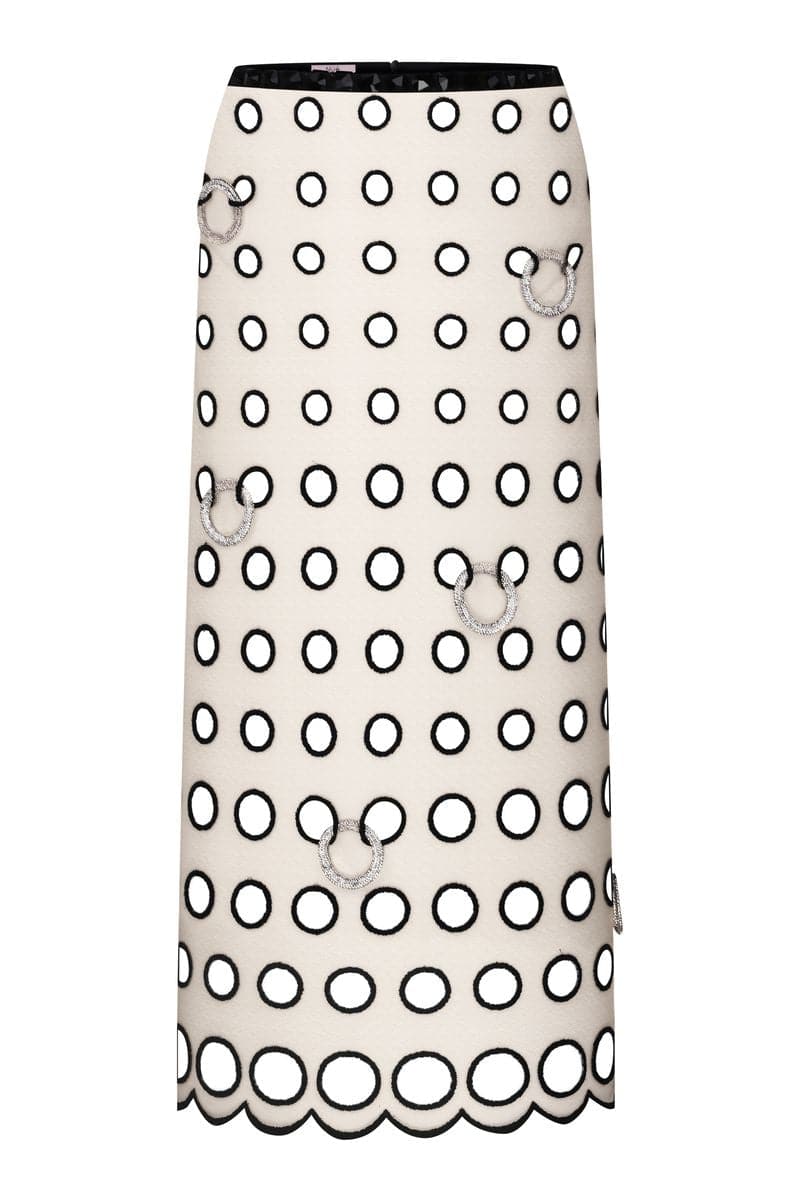 Nué nude piercing midi skirt, stylish high-waist midi skirt with a sleek, minimalist design and soft fabric.