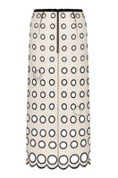 Nué nude midi skirt, stylish high-waisted midi skirt made from smooth fabric, shown on a model with a relaxed fit.