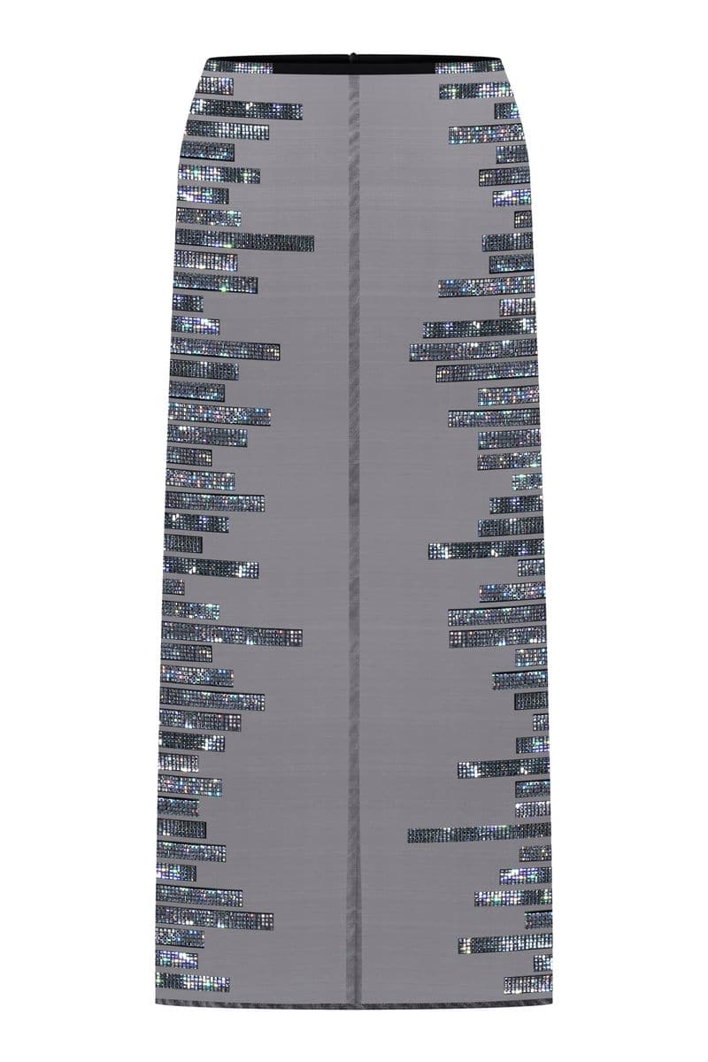 BLACK CRYSTAL PIXEL MIDI SKIRT - CULT MIA