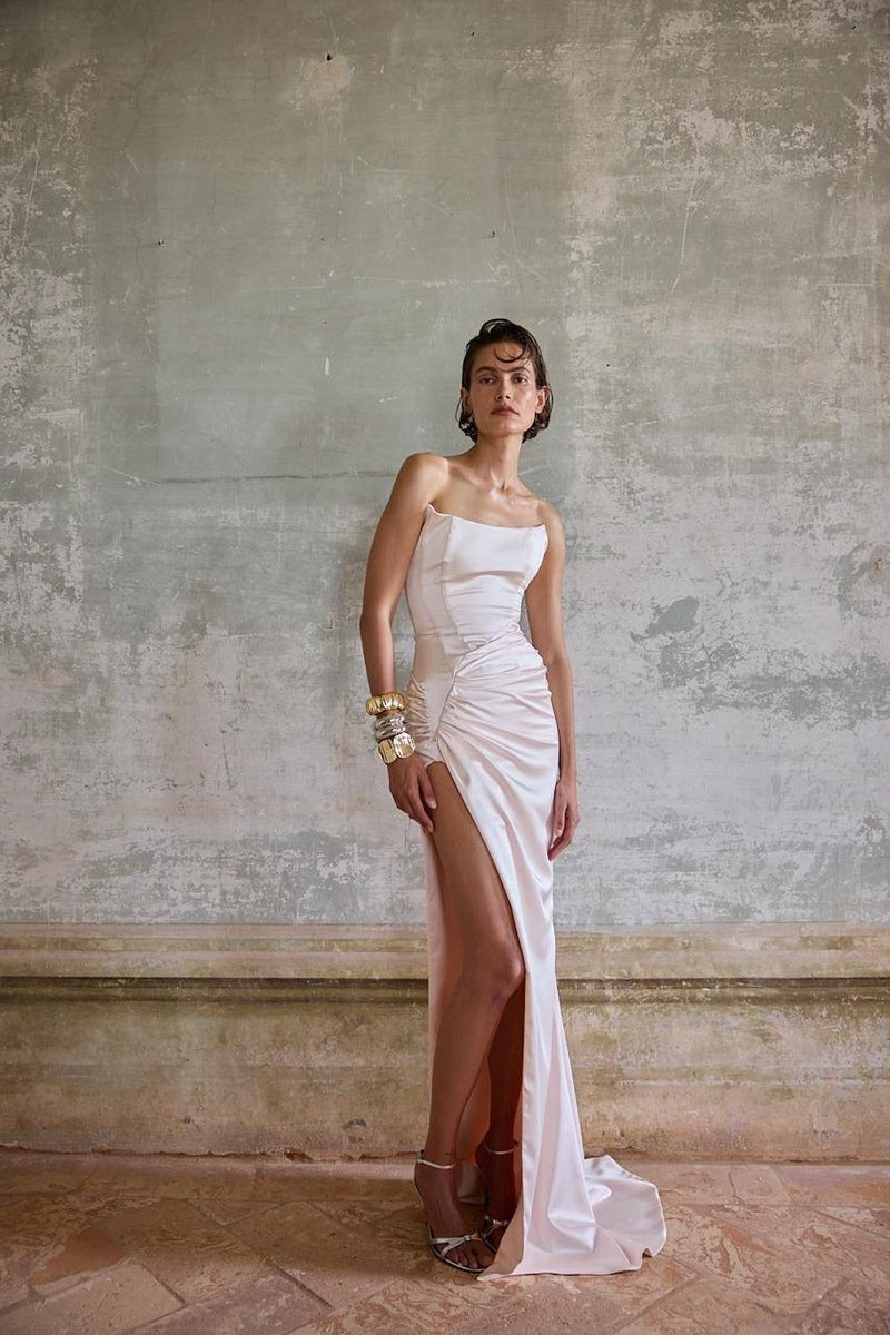 blush pink dress fabric Barcelona Smooth Stretch Woven Dress Fabric, Per Metre - Plain - Blush Pink