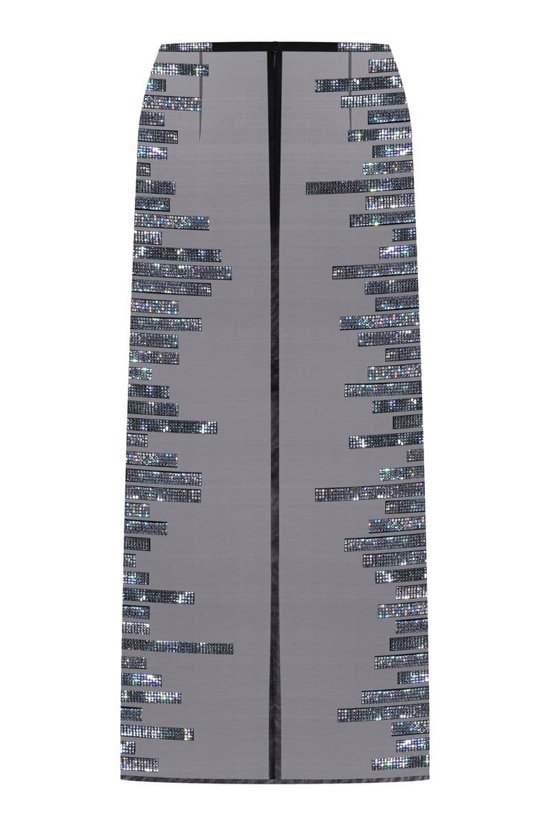 BLACK CRYSTAL PIXEL MIDI SKIRT - CULT MIA