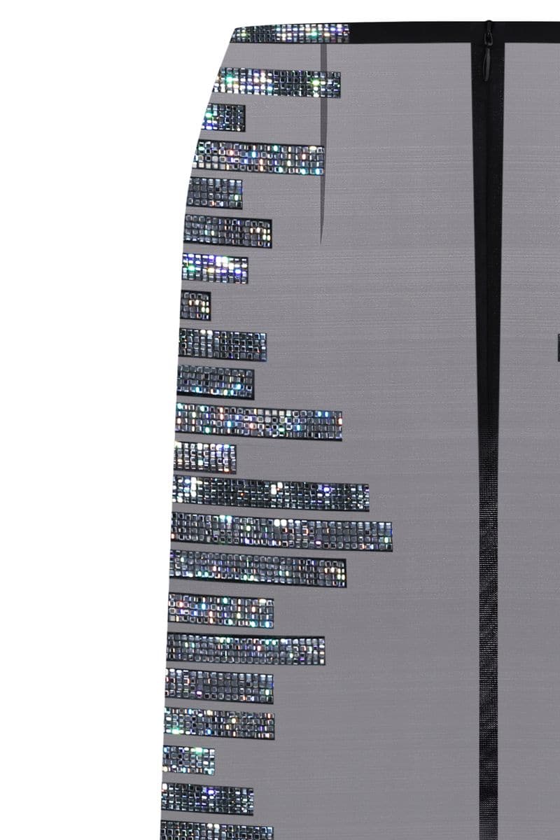 BLACK CRYSTAL PIXEL MIDI SKIRT - CULT MIA