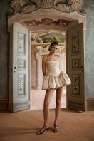 Beige Saris mini dress by Balykina featuring a stylish, fitted silhouette and elegant design, perfect for casual or semi-formal wear.