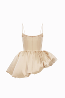 Beige mini dress by Balykina, featuring a stylish fit and elegant design, shown on a model in the image.