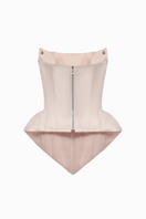 Blush pink EVA corset top by BALYKINA featuring a fitted design and stylish detailing.