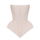 Blush pink EVA corset top by BALYKINA featuring a fitted design and adjustable straps, styled for a modern, trendy look.