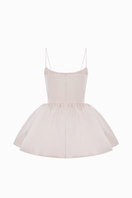 Blush pink Saris dress by Balykina, mini length with elegant drape, lightweight fabric, and stylish design.
