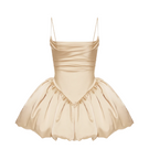 Beige Saris mini dress by Balykina, stylish sleeveless dress with a fitted silhouette and elegant design.