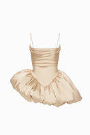 Beige Saris mini dress by Balykina, stylish sleeveless dress with a fitted silhouette, perfect for casual or semi-formal occasions.