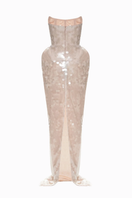 Elegant BALYKINA MUNA gown with flowing fabric and intricate detailing, perfect for formal occasions.
