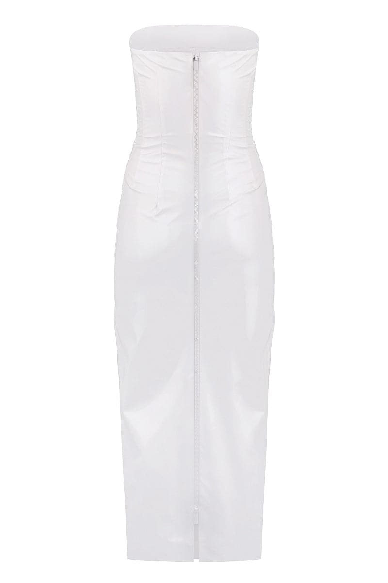 DAKOTA WHITE PATENT FAUX LEATHER MIDI DRESS - CULT MIA