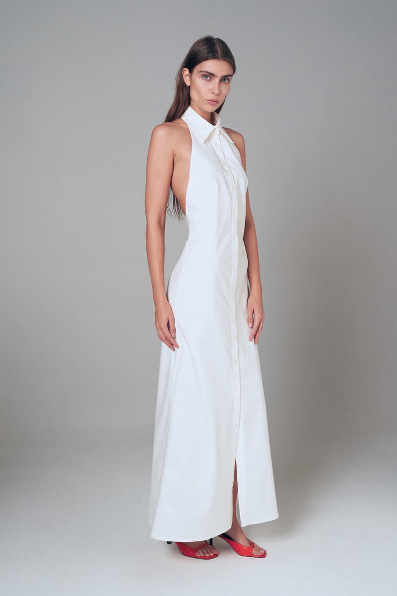 WHITE SHIRT MAXI DRESS - CULT MIA