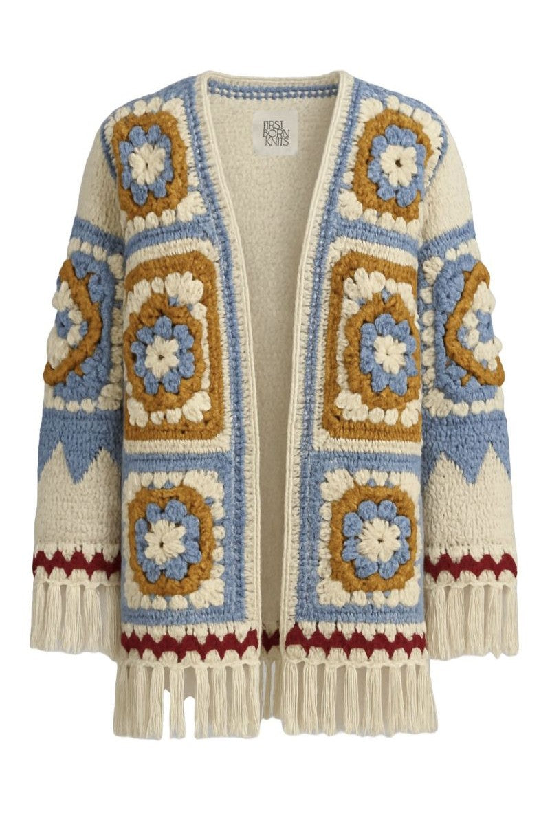 First Born Knits Sienna cardigan, soft knit fabric, long sleeves, button-up front, cozy and stylish for women.