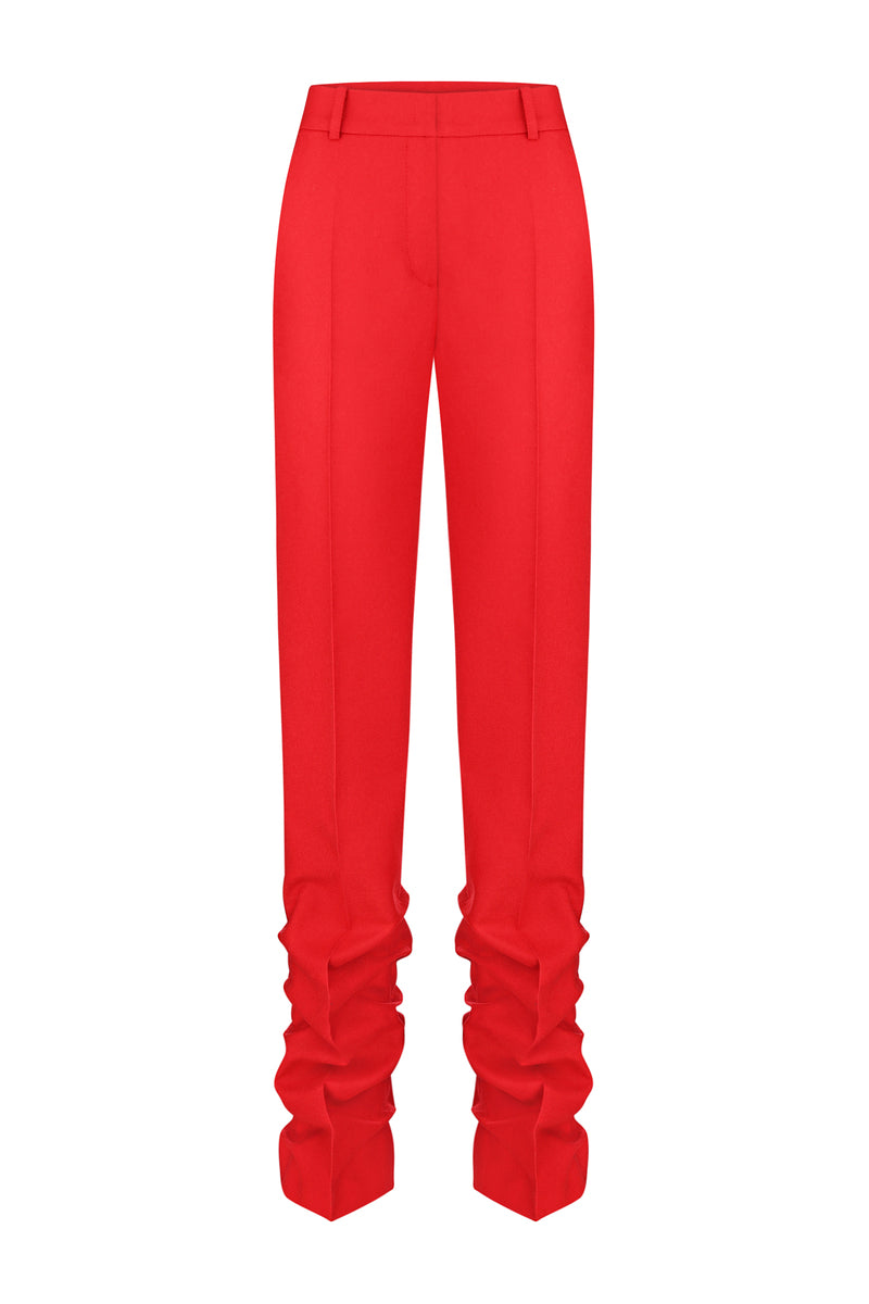 ANTHURIUM RED LOW-RISE PANTS - CULT MIA