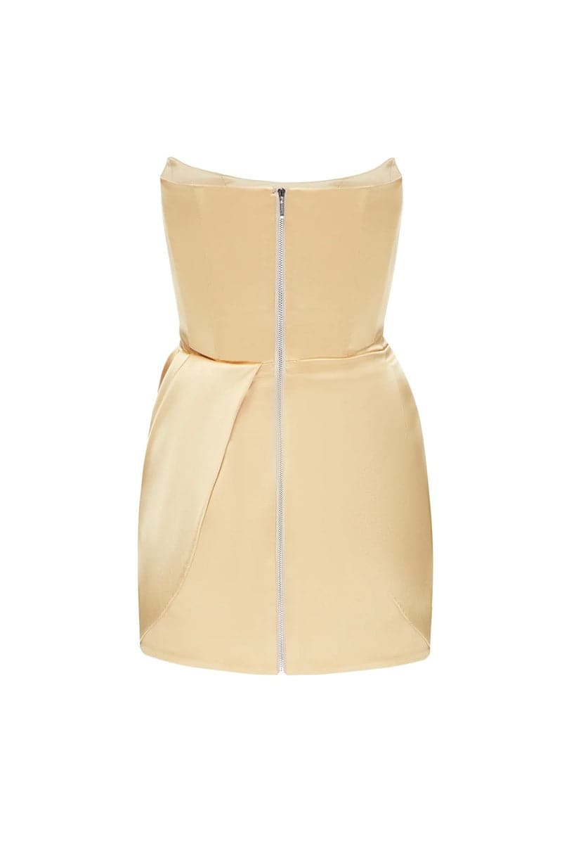 ANASTASIA GOLD MINI DRESS WITH TRAIL - CULT MIA