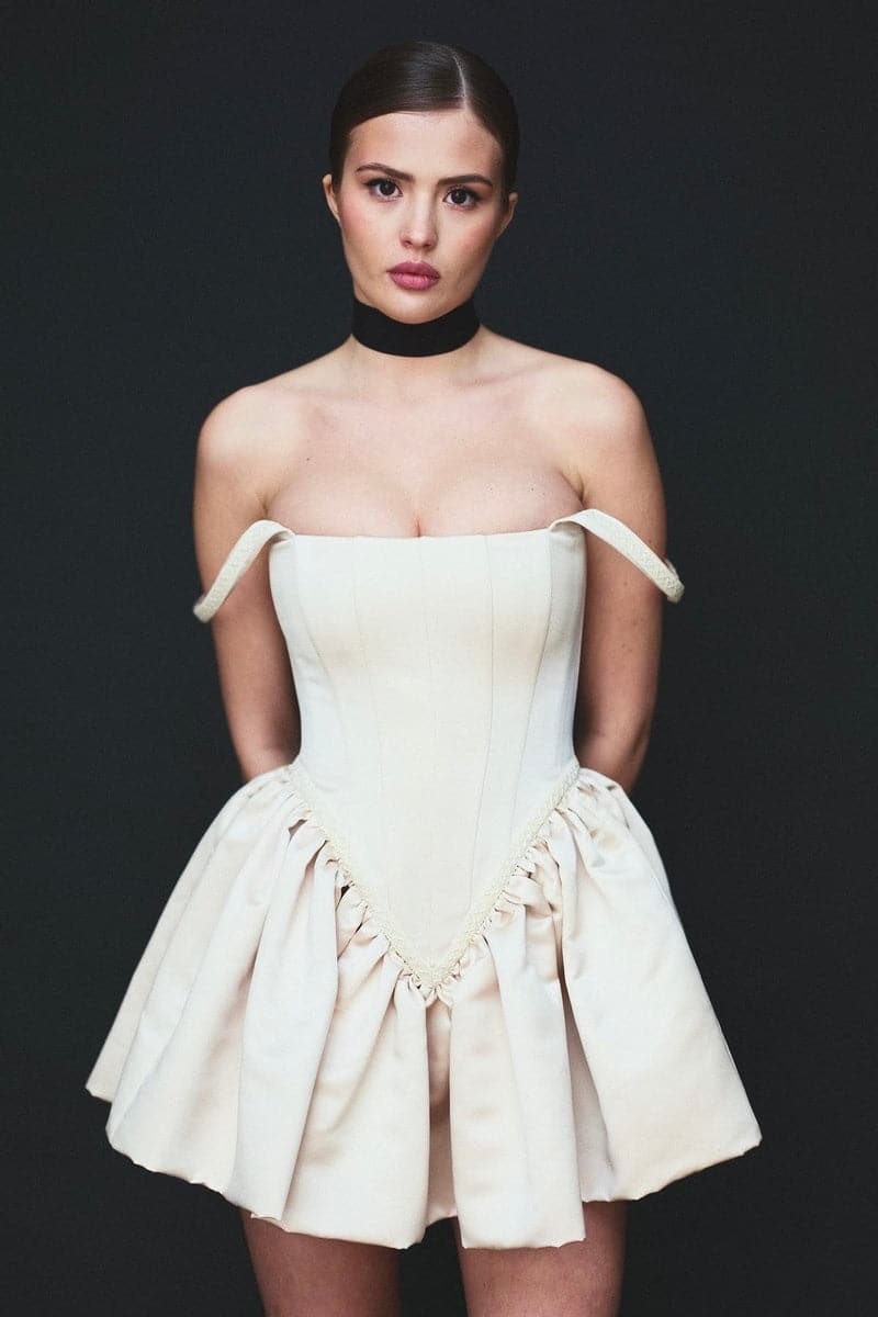 LOLITA BEIGE MINI DRESS - CULT MIA