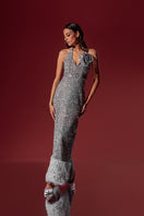 Elegant Monika Dimova Amina Sparkling Gown from the CULT MIA X Monika Dimova collection, featuring intricate beadwork and a flowing silhouette.