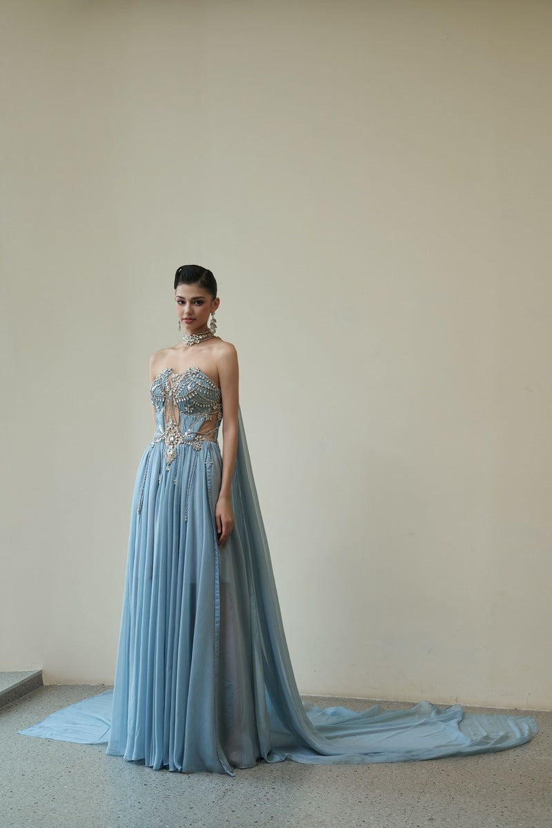 HACCHIC COUTURE VENUS GOWN IN BLUE | Cult Mia HACCHIC COUTURE VENUS GOWN IN BLUE | Cult Mia