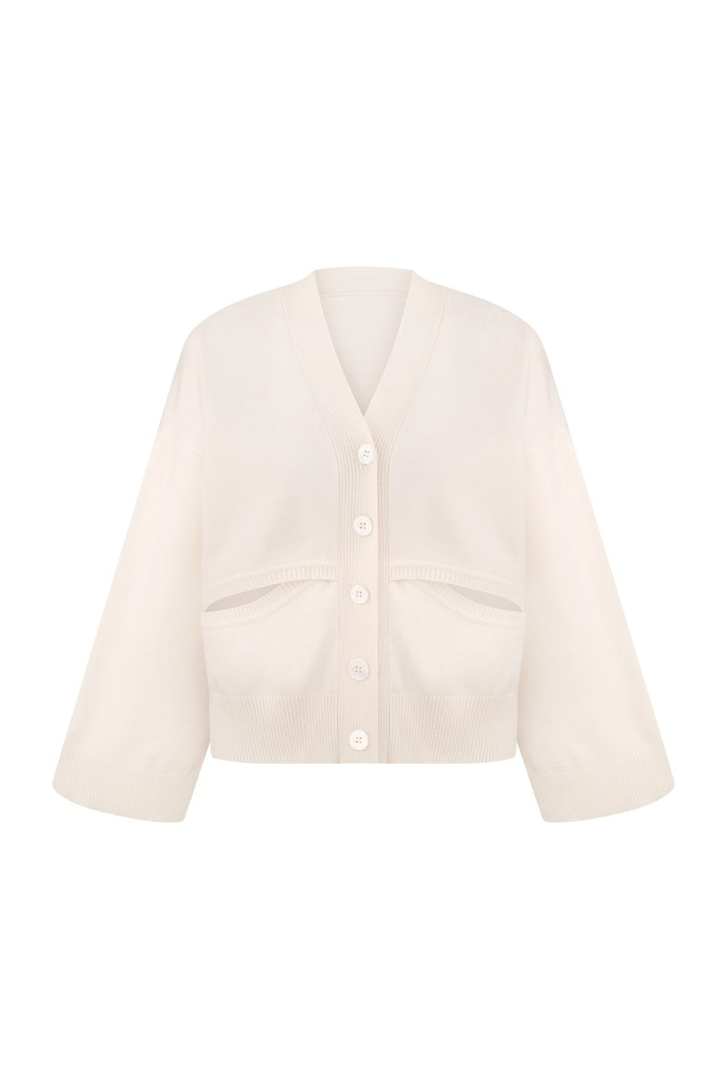 CARDIGAN EN MAILLE À BOUTONS BLANC