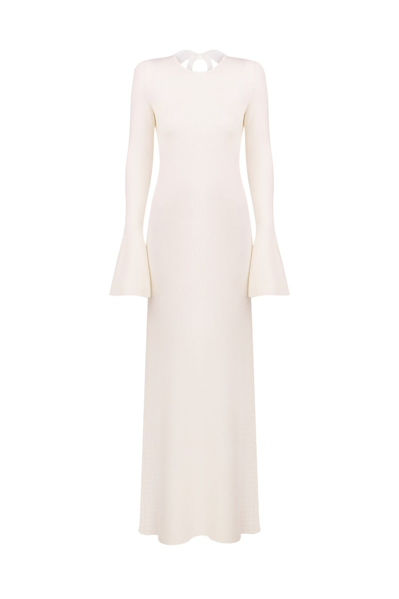 KNITTED MIDI DRESS IN WHITE