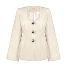 White Mohair jacket by Sayya featuring a soft, fluffy texture and a stylish, cozy fit.