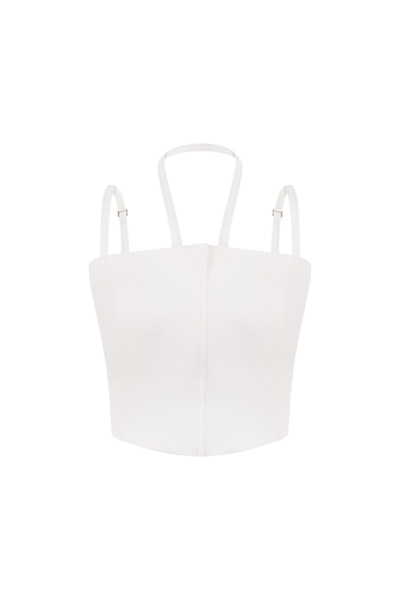 DENIM TOP IN WHITE - CULT MIA