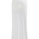 White Nué Veronique midi skirt, flowing fabric with a stylish design, displayed on a hanger against a neutral background.