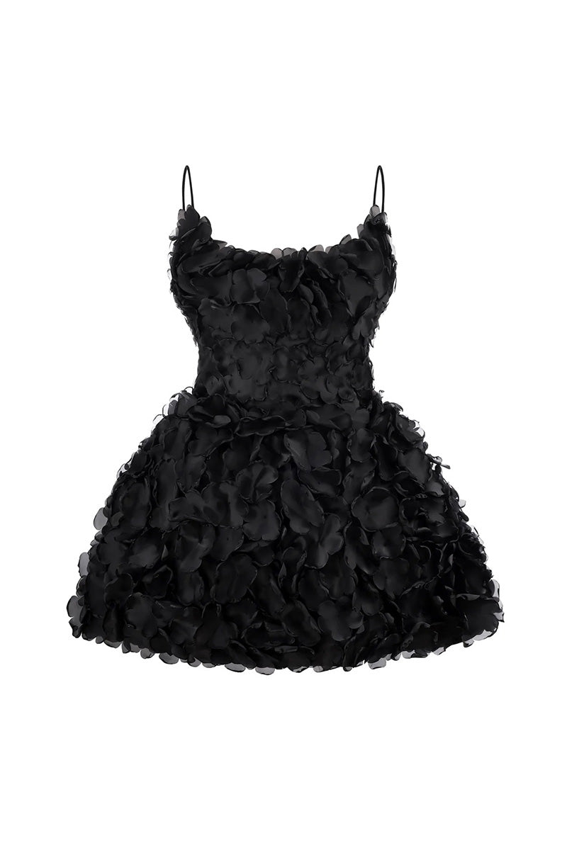 AMORE BLOSSOM MINI DRESS IN MIDNIGHT BLACK