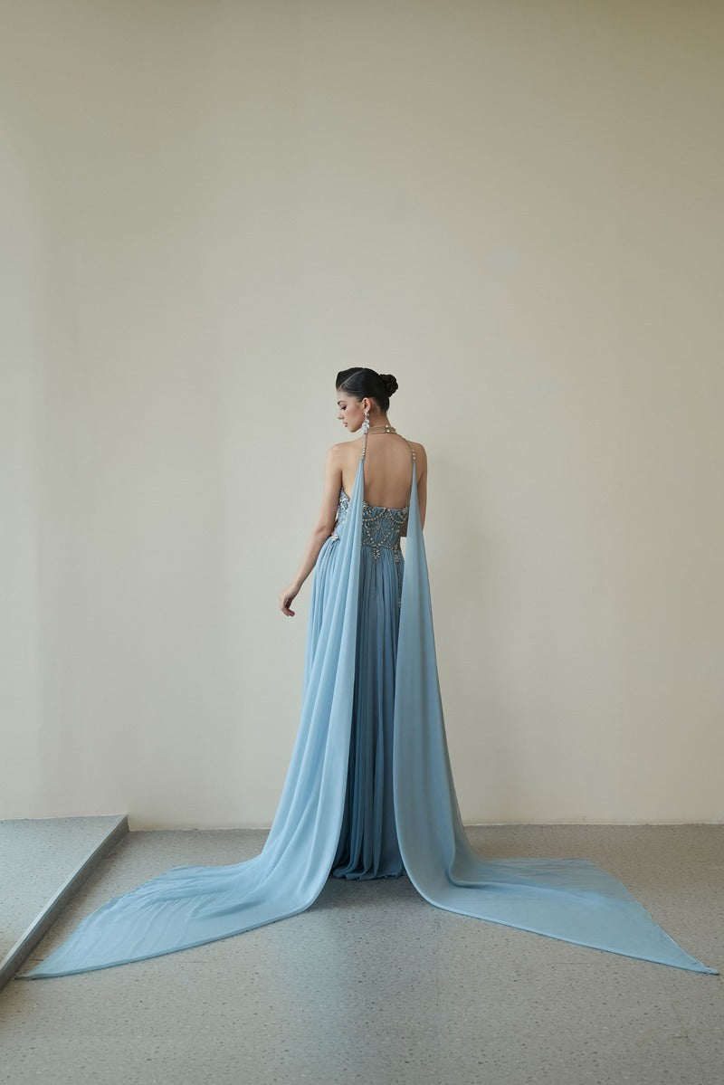 HACCHIC COUTURE VENUS GOWN IN BLUE | Cult Mia HACCHIC COUTURE VENUS GOWN IN BLUE | Cult Mia