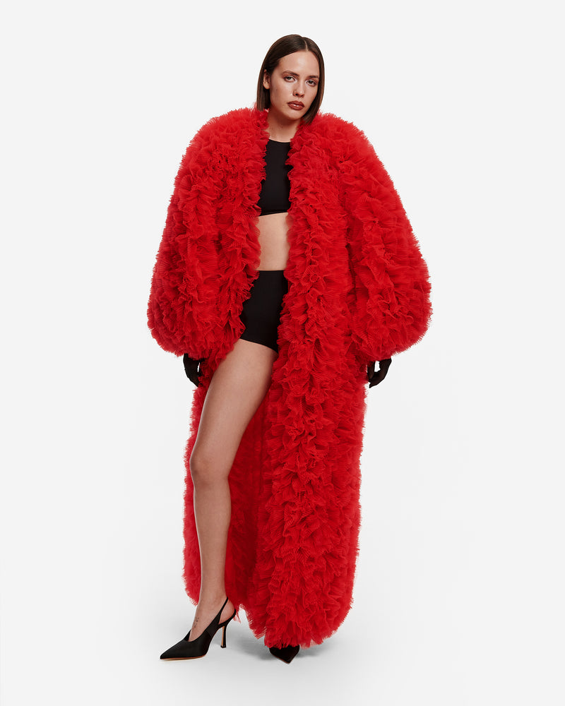CARMEL TULLE COAT IN LOLLIPOP RED