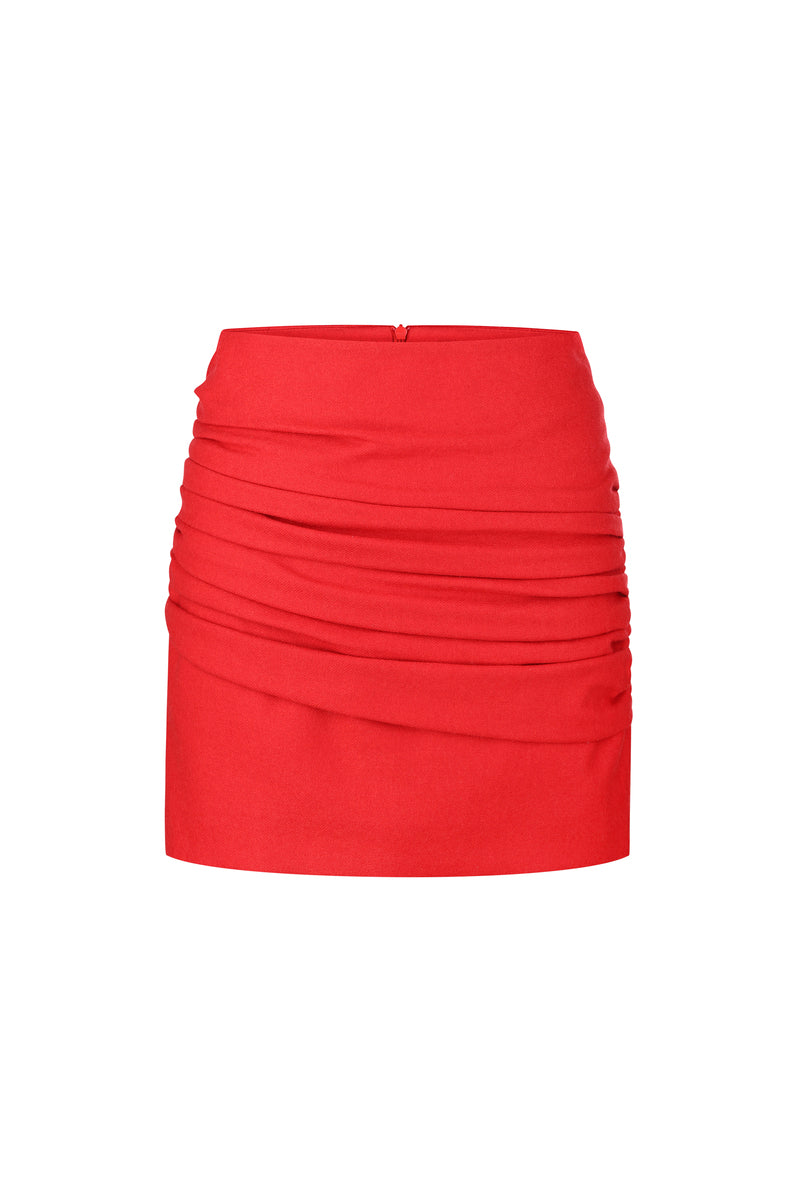 ANTHURIUM RED SLIM FIT MINI SKIRT - CULT MIA