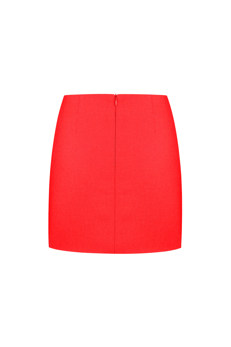 ANTHURIUM RED SLIM FIT MINI SKIRT - CULT MIA